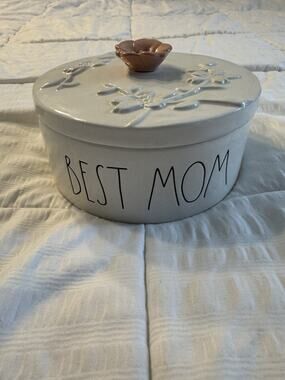 Rae Dunn Best Mom Rose Floral Ceramic Candy Dish Jewelry Bin Floral